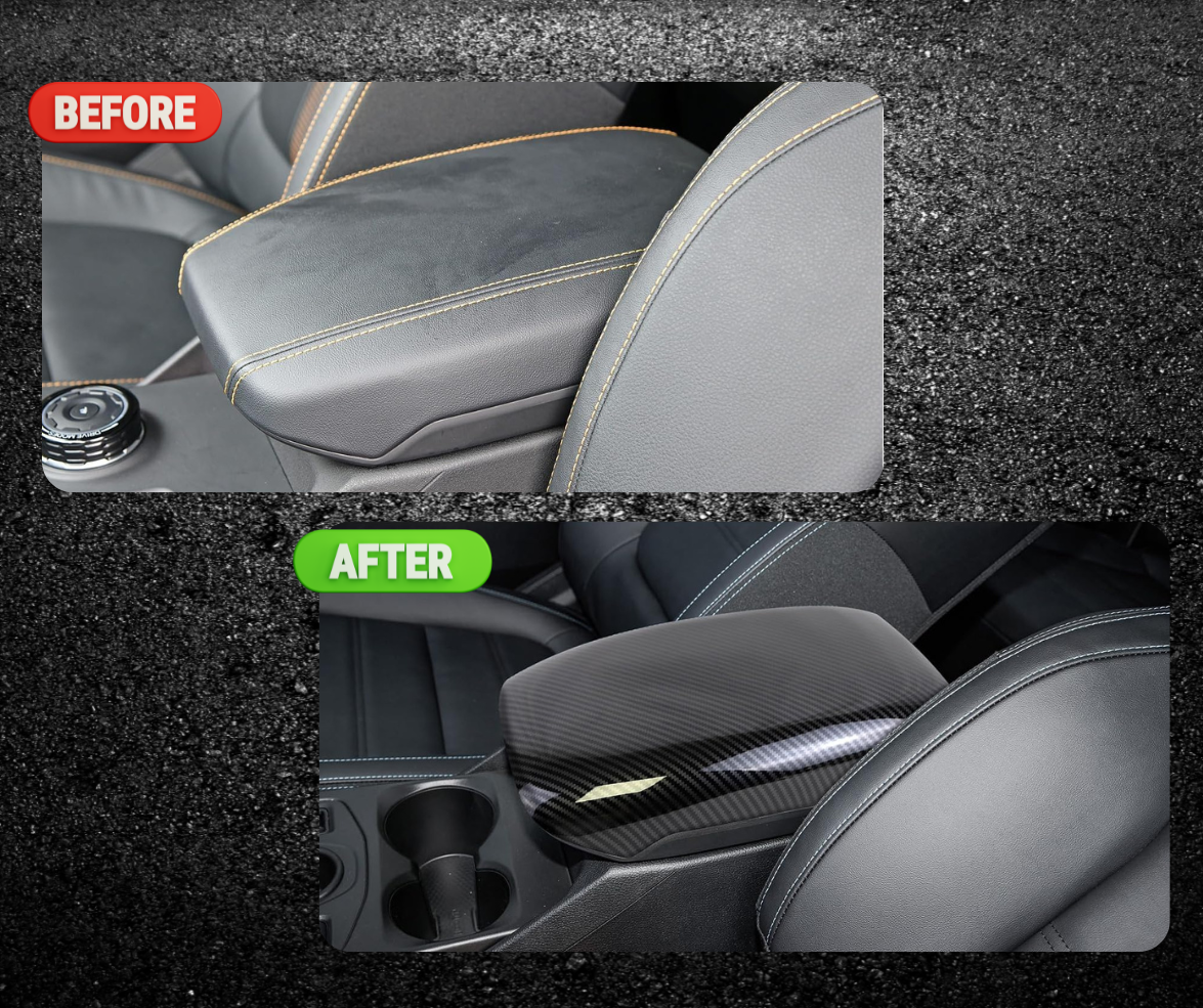 Center Console Cover - Ford Ranger/Raptor 2022-2025 (Carbon Fiber/Piano Black)