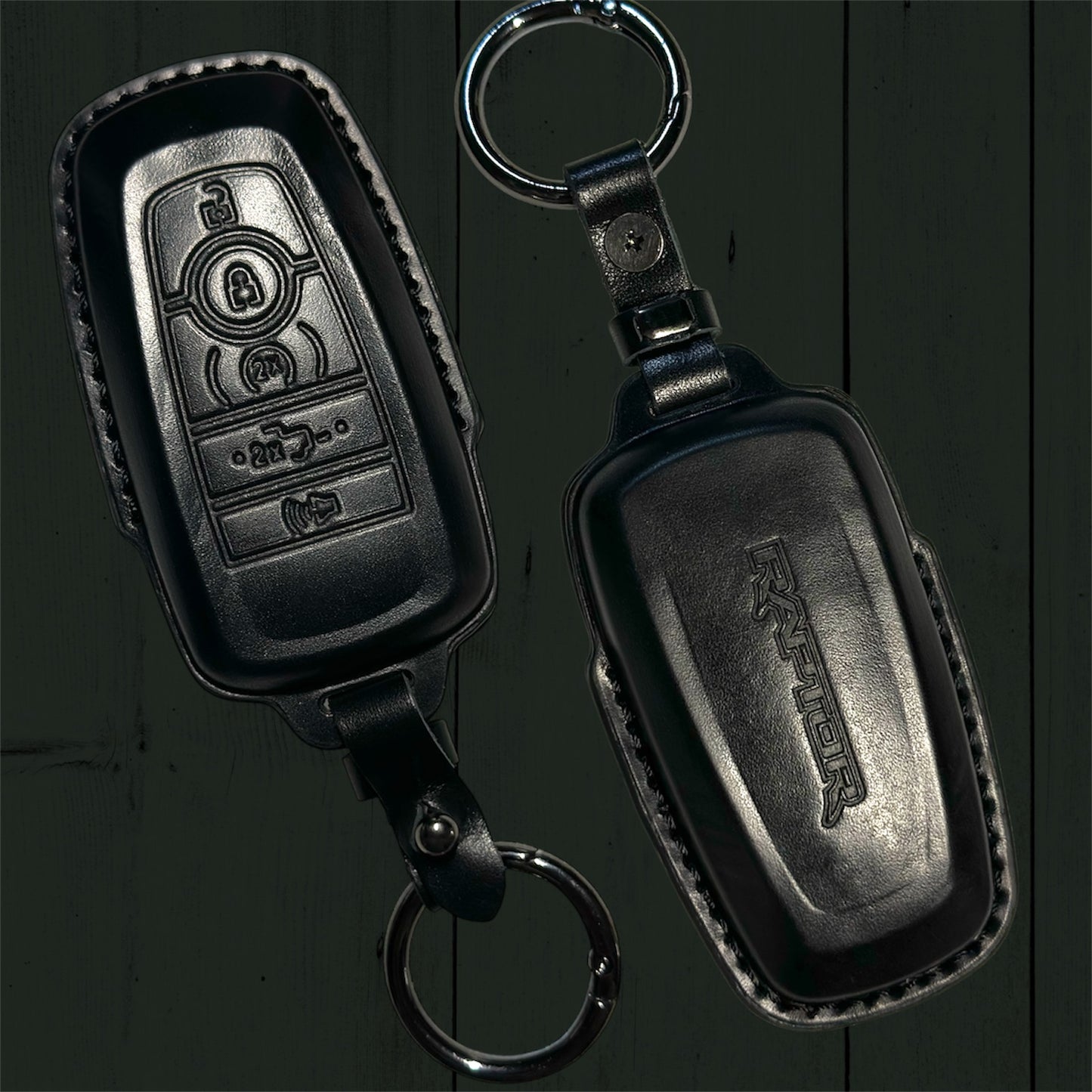 Ford Next Gen Ranger Raptor- Leather Alloy Key Case (Black)