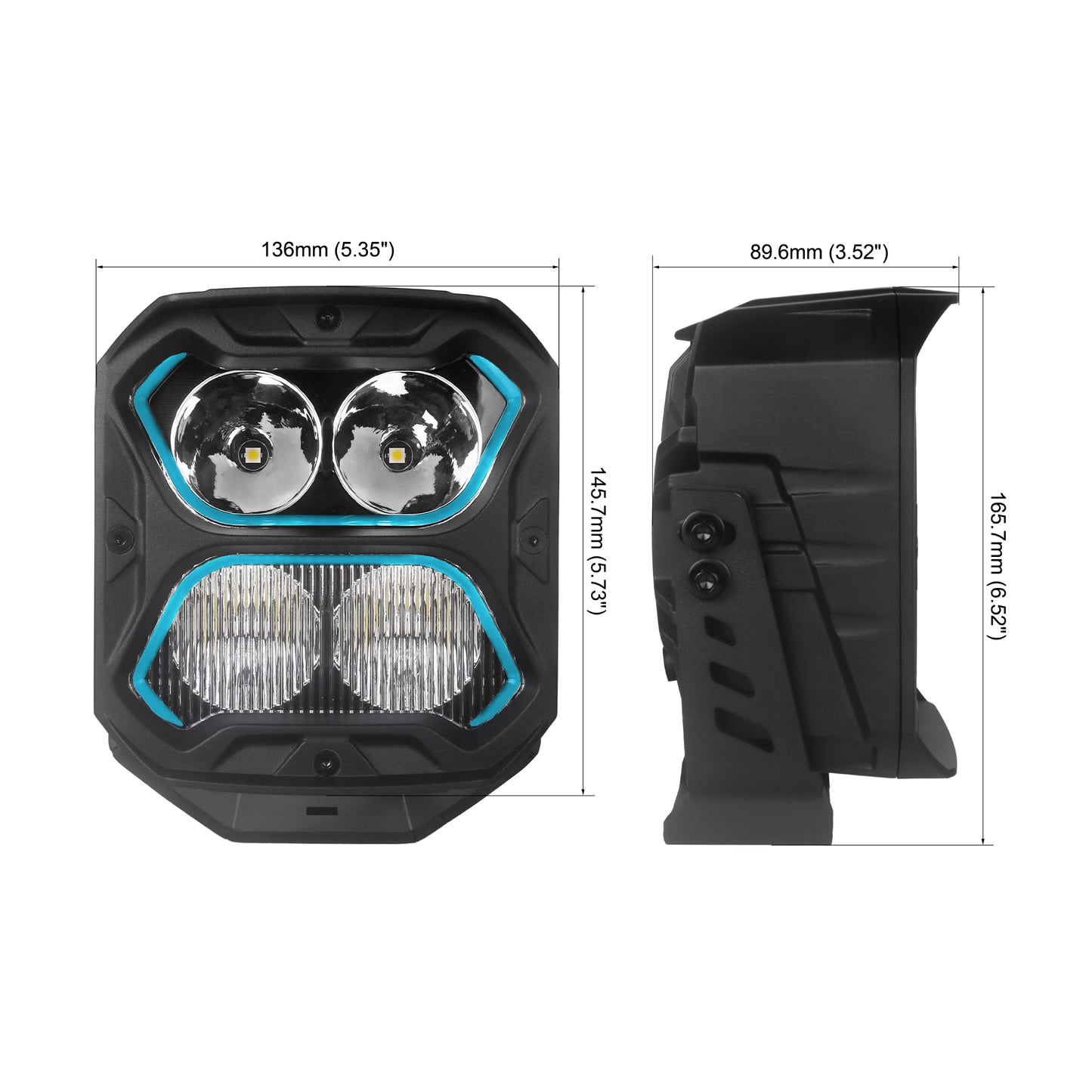Luces LED para zanjas de dos colores con diseño de panal 2 en 1 (1 par)