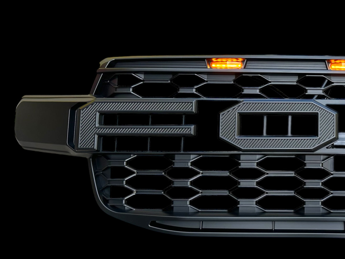 2022+ Ford Ranger/Everest Next-Gen Raptor Style Grille - Textured Letters + Amber LED