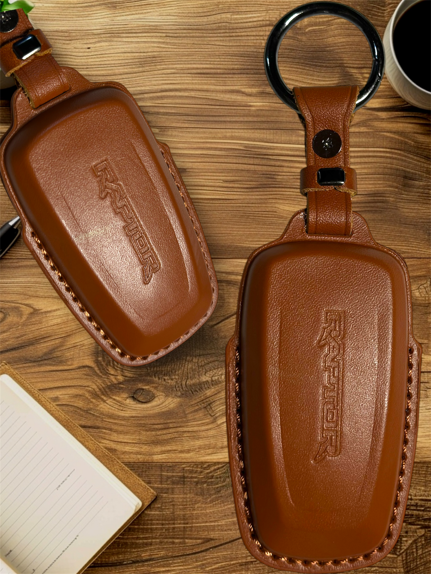 Ford Next Gen Ranger Raptor- Leather Alloy Key Case (Brown)