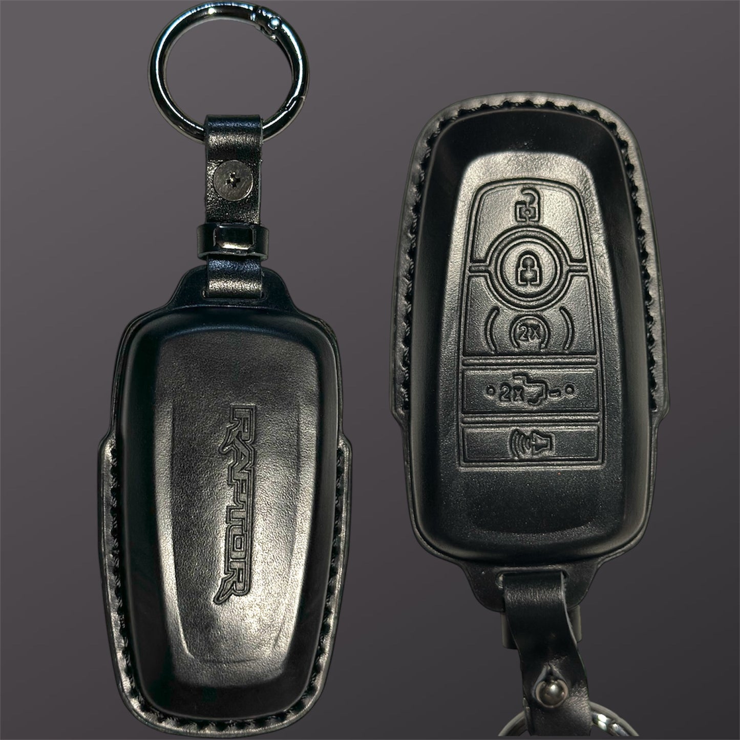Ford Next Gen Ranger Raptor- Leather Alloy Key Case (Black)