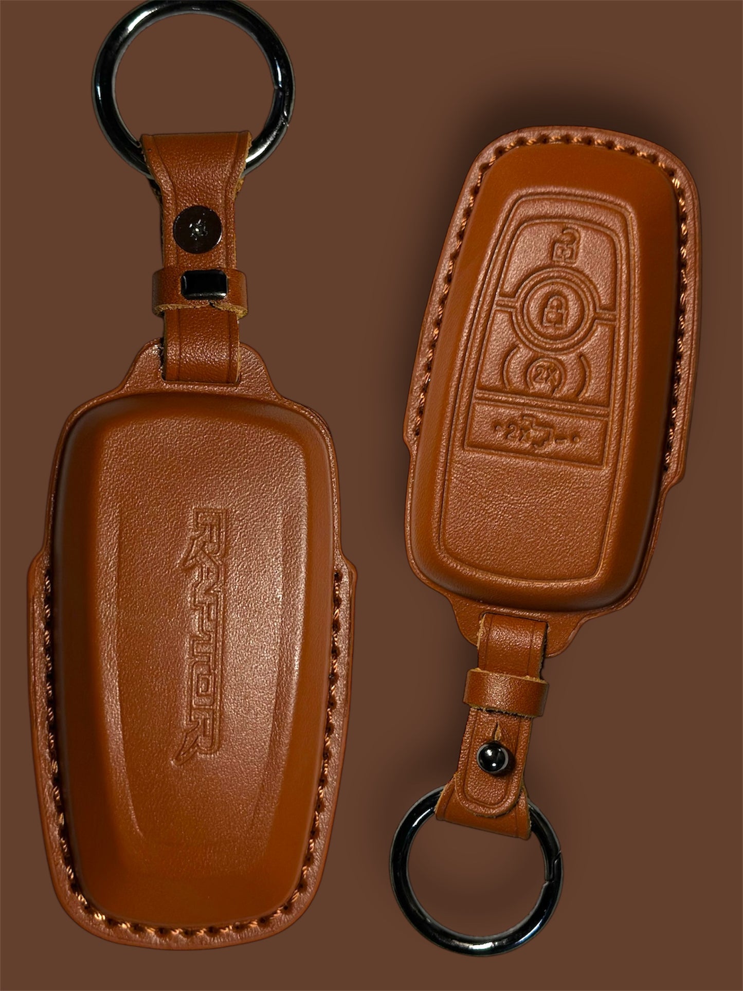 Ford Next Gen Ranger Raptor- Leather Alloy Key Case (Brown)