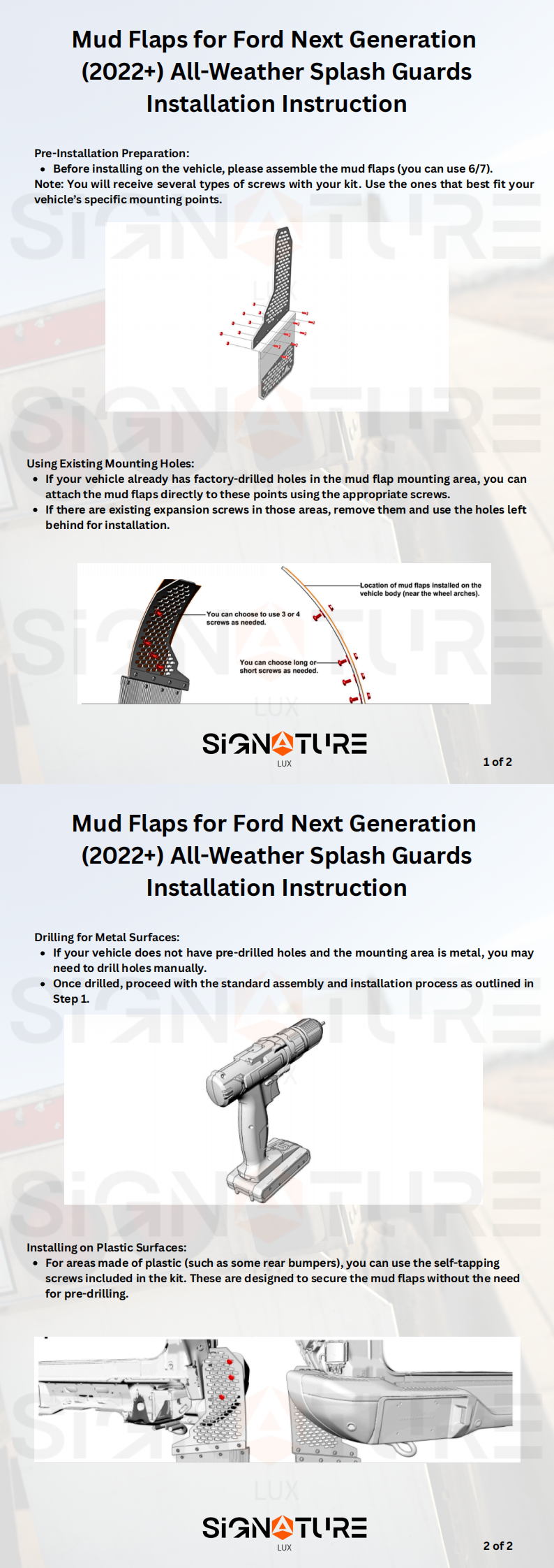 Heavy Duty Mud Flaps All-Weather Splash Guards fits Ford Next Generation (2022+)