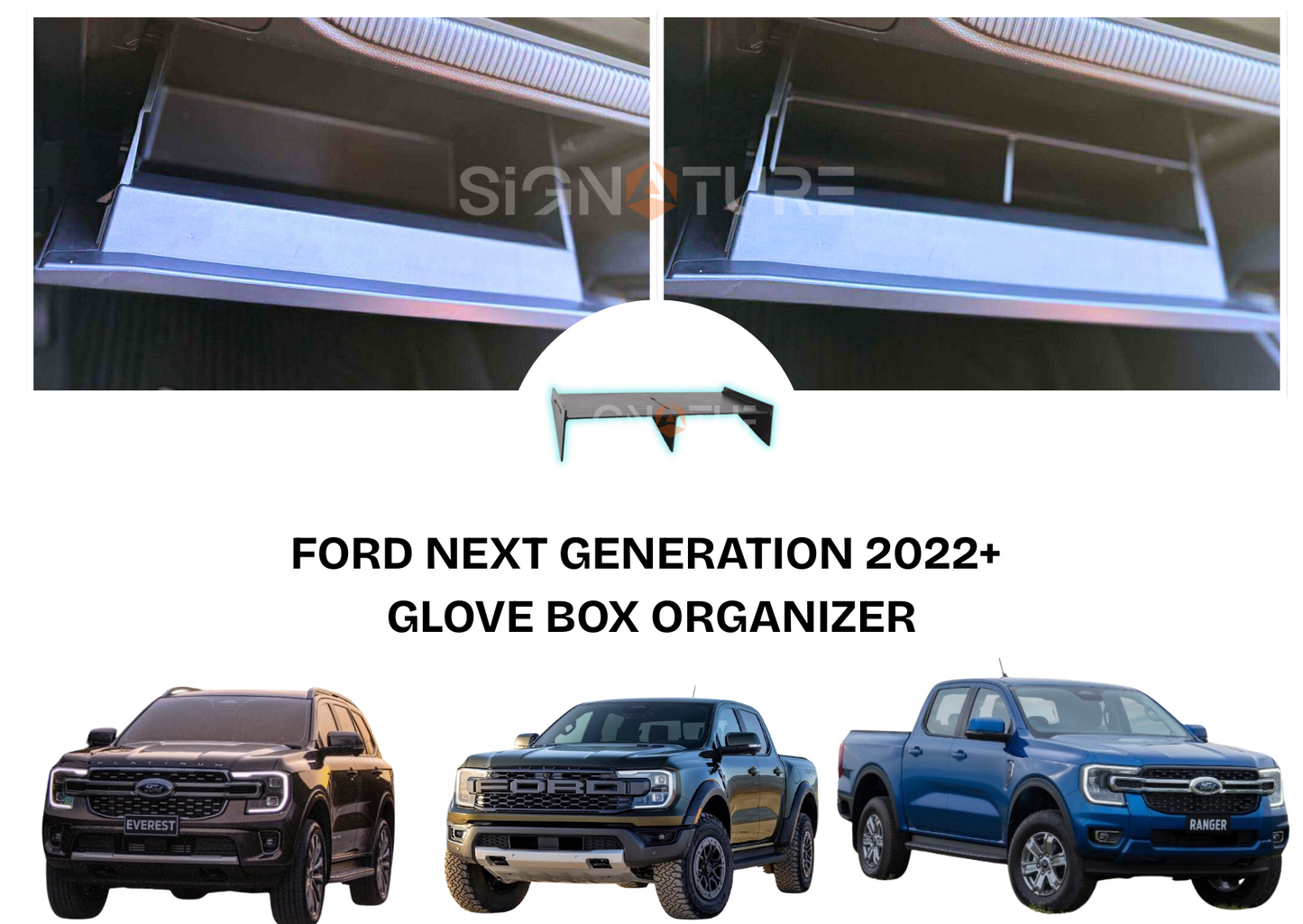 Ford Next Gen 2022-2025 Ranger Wildtrak/Everest/Raptor Glove Box Organizer