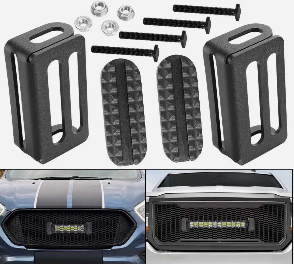Hidden Behind Grille LED Light Bar Mount Bracket – Fits 6" to 30" Single/Dual Row