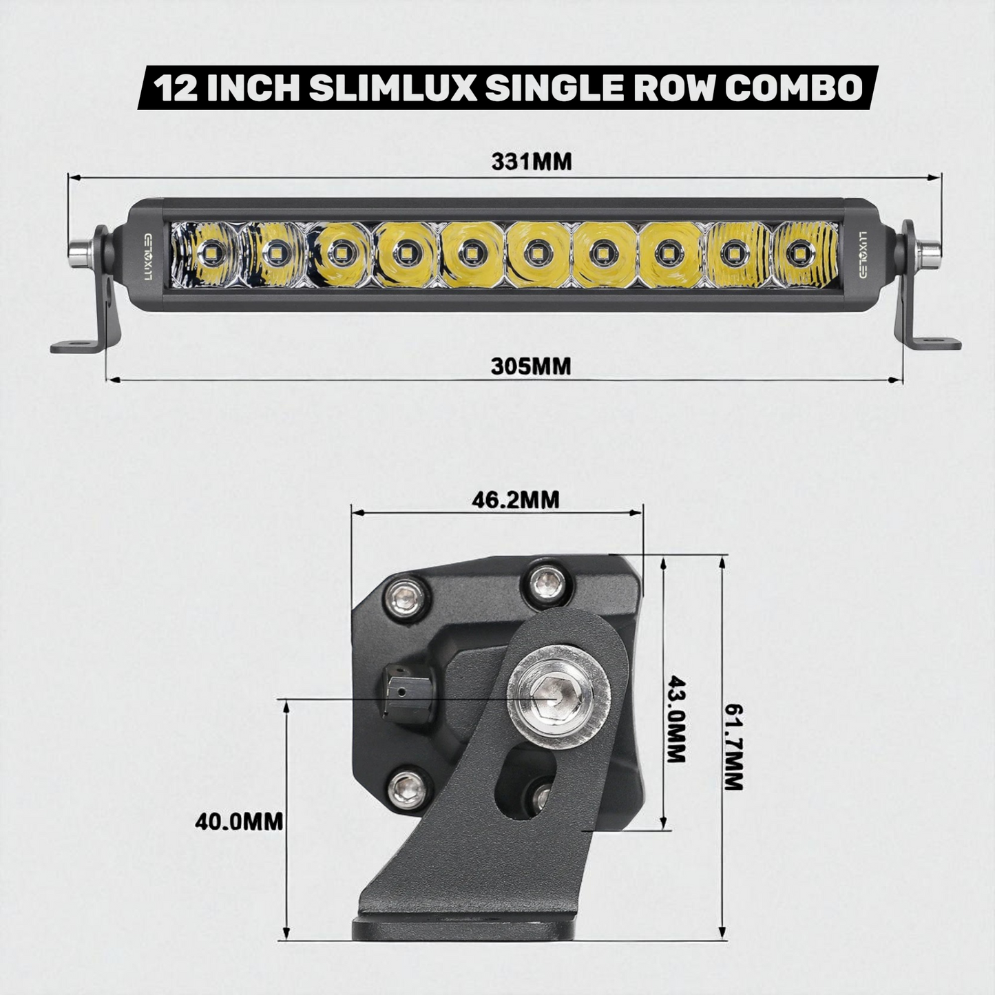 LuxLine Single Row Slim Combo LED Bar - 30" 12"