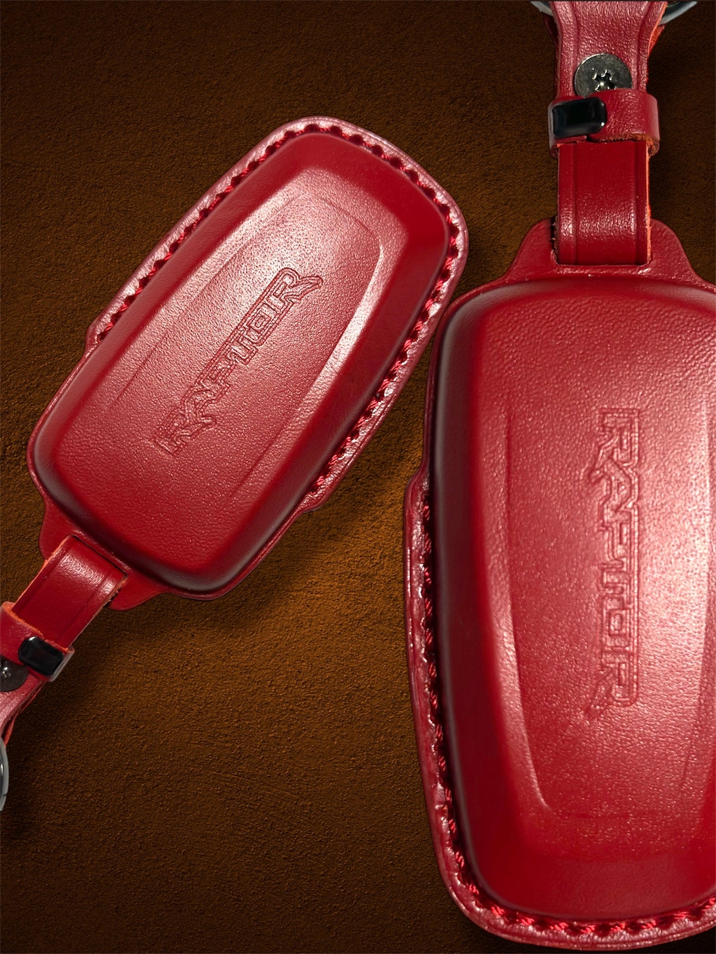 Ford Next Gen Ranger Raptor- Leather Alloy Key Case (Red)