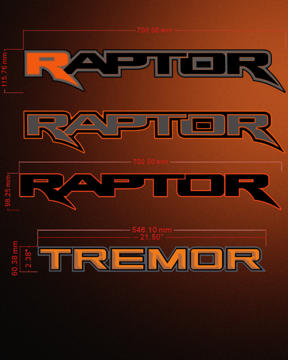 Ford Next Gen "RAPTOR" and "TREMOR" Custom Side Tub Decal