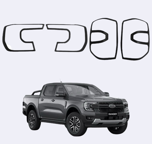 Embellecedor de faros delanteros y traseros en negro mate para Ford Ranger Wildtrak Raptor Everest (2022+)
