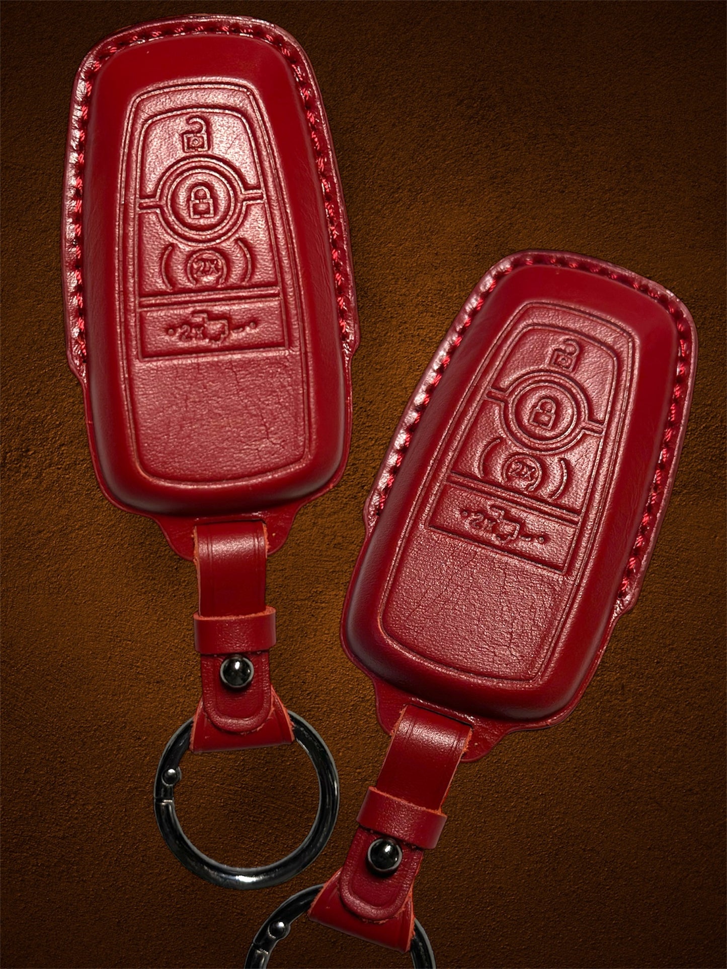Ford Next Gen Ranger Raptor- Leather Alloy Key Case (Red)