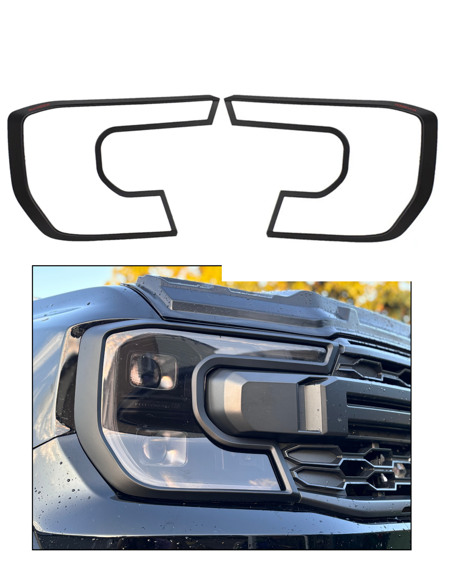 Embellecedor de faros delanteros, negro mate (2 piezas)