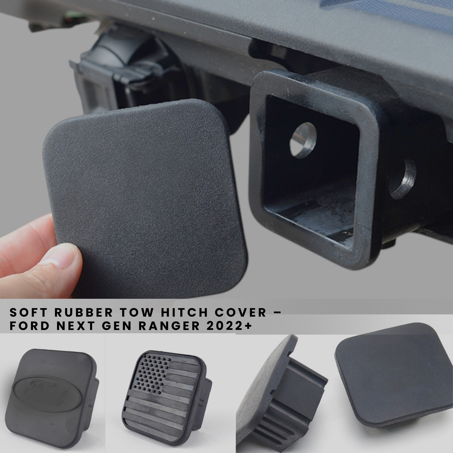Soft Rubber Tow Hitch Cover – fits Ford Next Gen 2022+