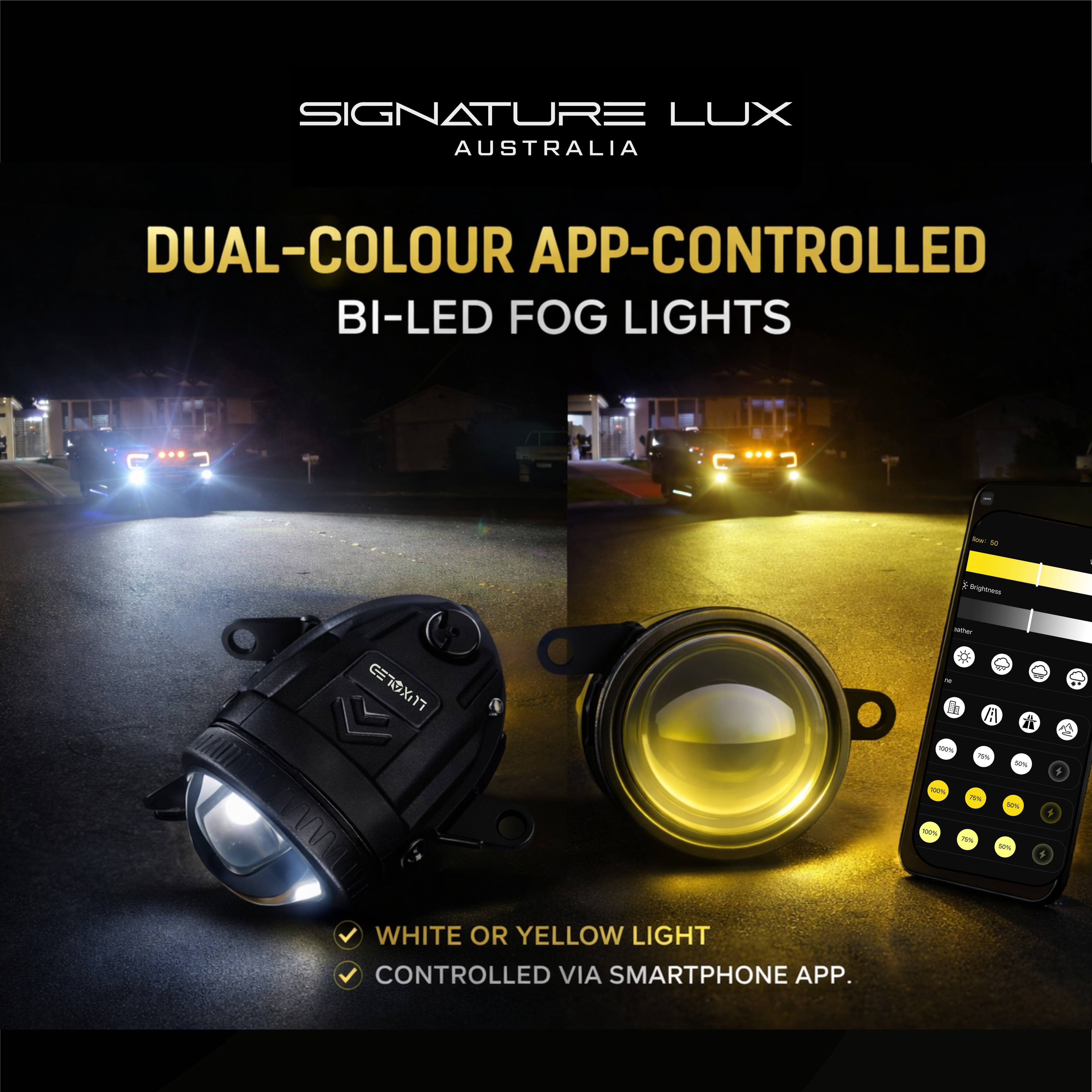Dual-Colour App-Controlled Bi-LED Projector Fog Lights For Ford Next-G ...