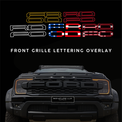 Front Grille Lettering Overlay – Custom Reflective Design suitable for 2022+ Next-Gen Ranger Raptor
