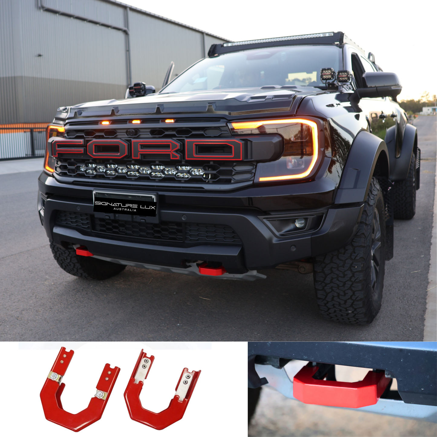 Heavy Duty Front Recovery Point Covers (Red Metal Clip-On) | Fits Next Gen Ranger 2023–2025