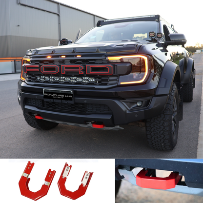 Heavy Duty Front Recovery Point Covers (Red Metal Clip-On) | Fits Next Gen Ranger 2023–2025