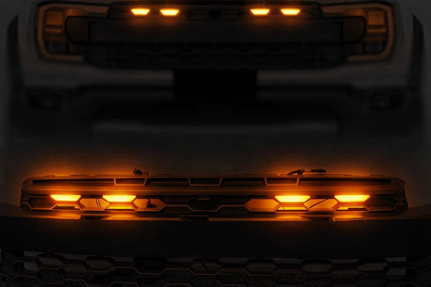 ArrowGlow Smoked Amber/White Grille Lights (Set of 4) - fits Ford Ranger Raptor 2022+