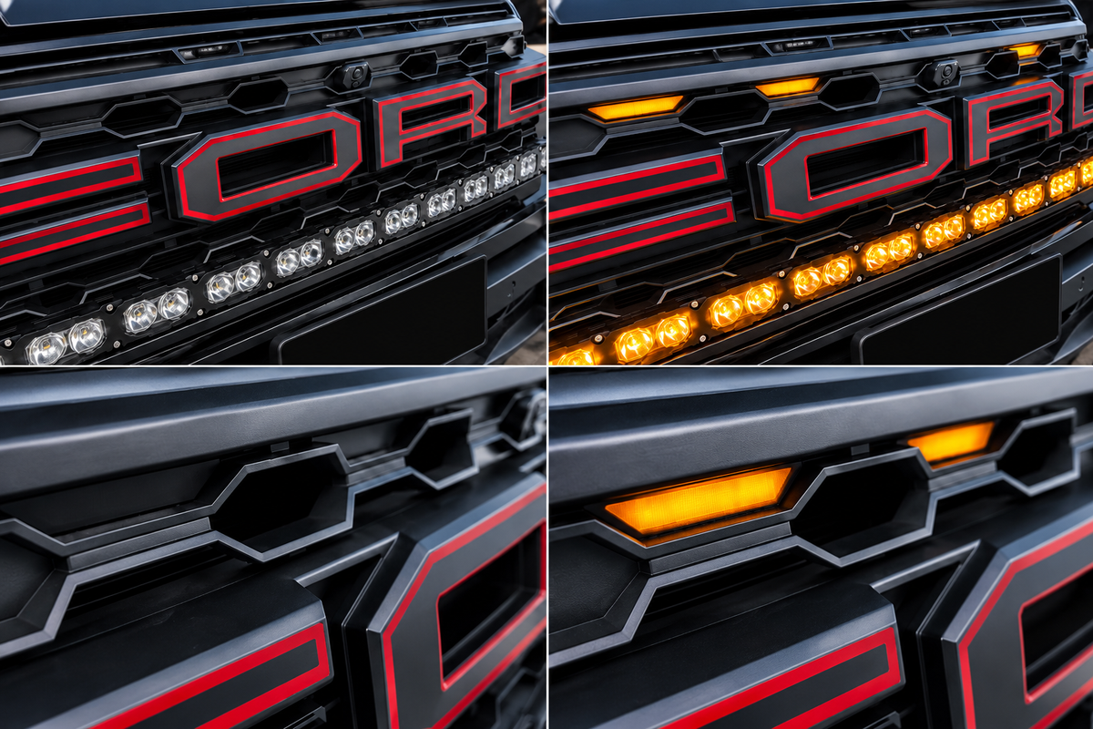 ArrowGlow Smoked Amber/White Grille Lights (Set of 4) - fits Ford Ranger Raptor 2022+