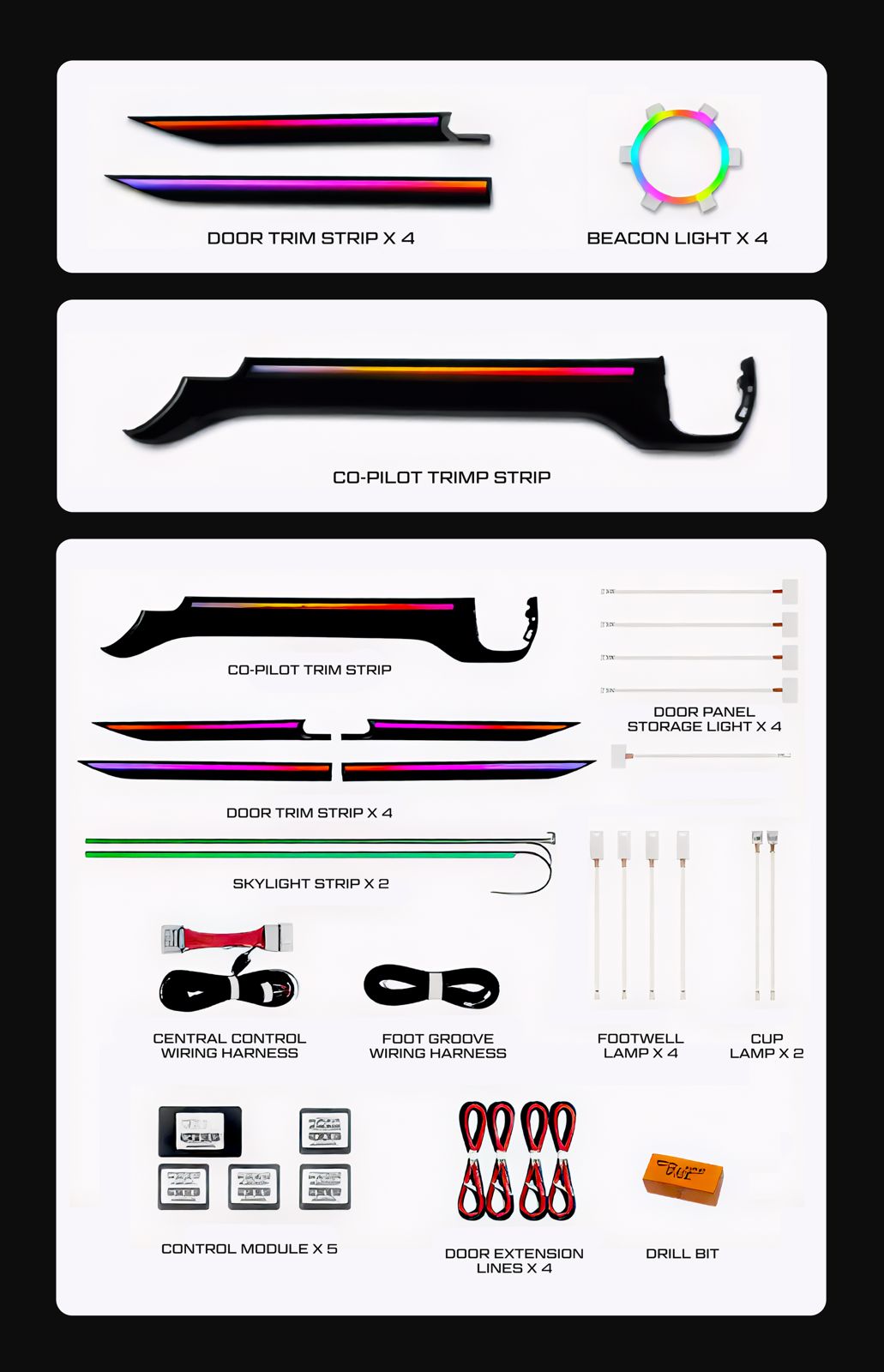 PhantomLux Ambient Light Kit- Next Gen Ranger / Raptor / Everest 2022+ (RHD Models)