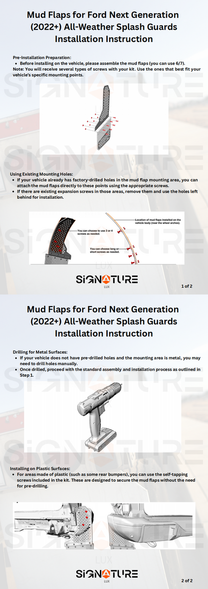 Heavy Duty Mud Flaps All-Weather Splash Guards fits Ford Next Generation (2022+)