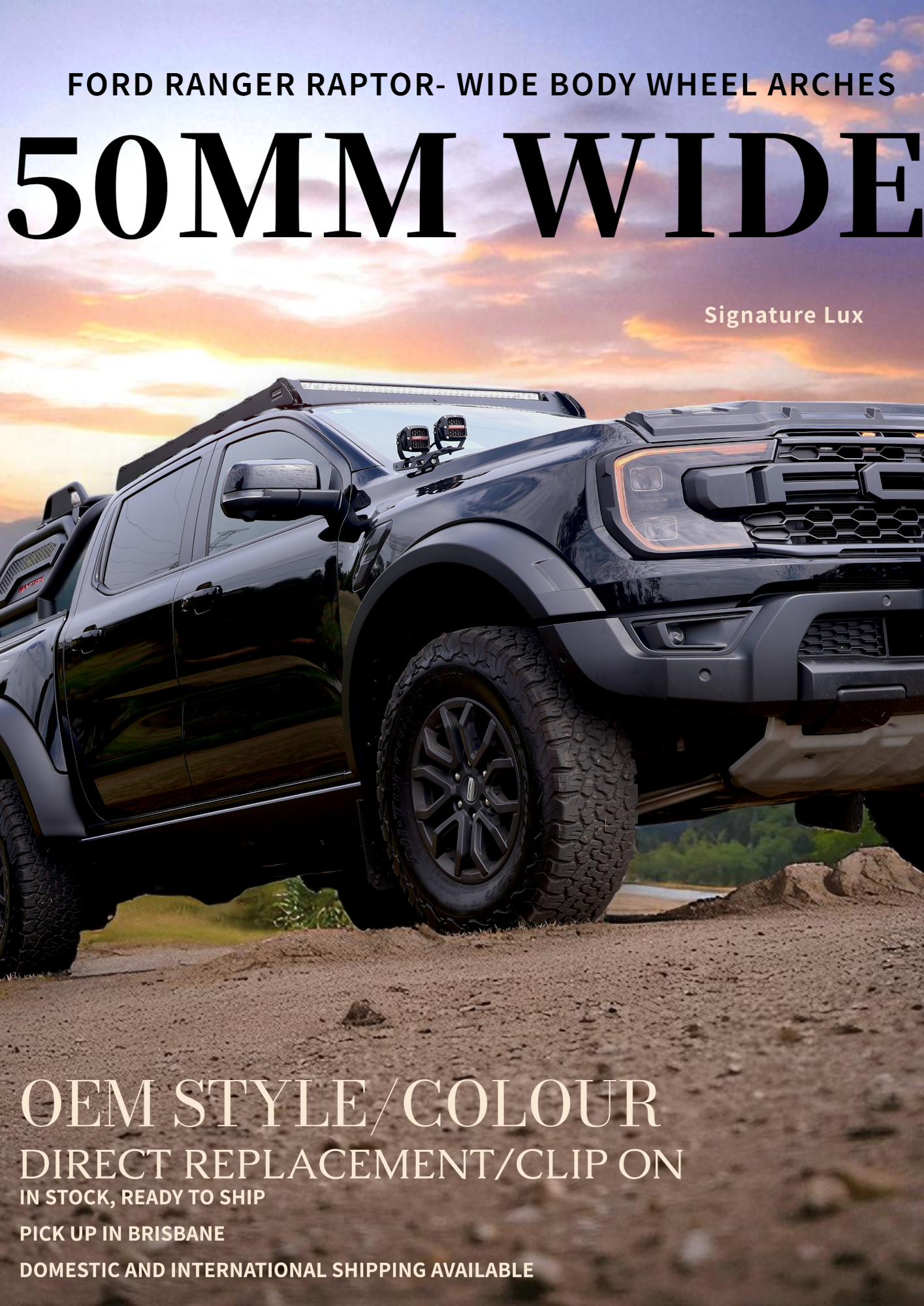 OEM Style 50mm Wide Body Wheel Arch Flares - Ford Next Gen Ranger Raptor 2022+