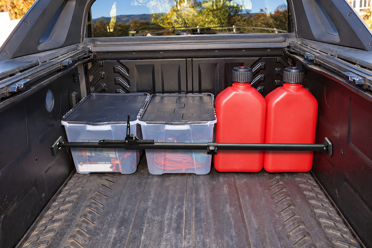 Adjustable Ratcheting Cargo Bar with Divider