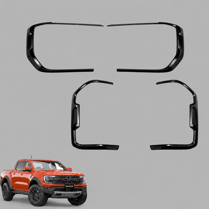 Gloss Black Headlight & Tail Light Sleek Thin Trim fits Ford Gen T9