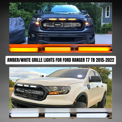 Blaze Amber/White Front Grille LED Lights for  Ford Ranger T7 T8 2015-2022