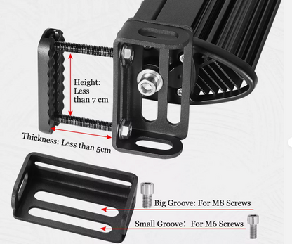 Hidden Behind Grille LED Light Bar Mount Bracket – Fits 6" to 30" Single/Dual Row