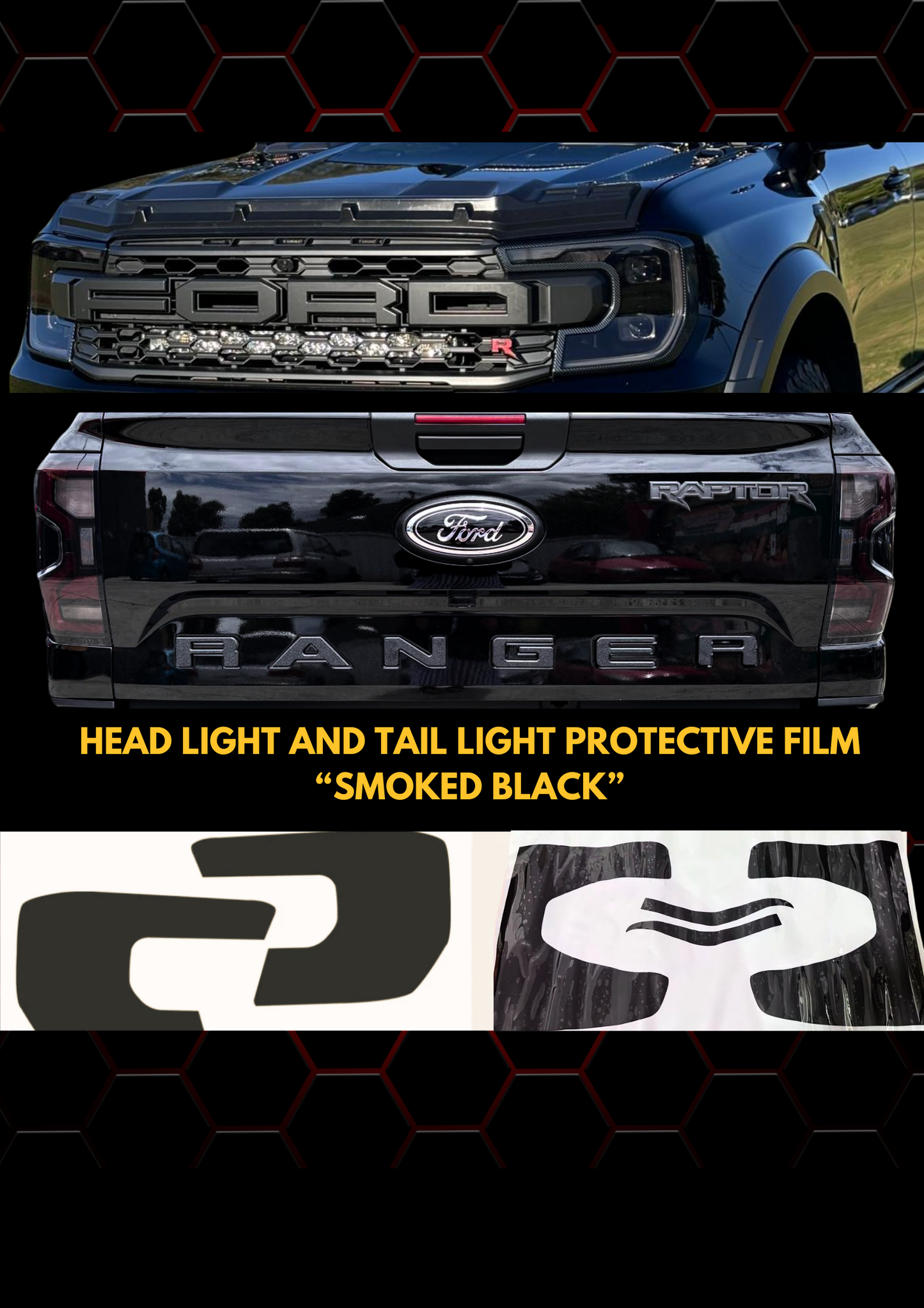 Paquete de faros delanteros y traseros "ahumados" - Ford Ranger Wildtrak y Raptor 2022-2025