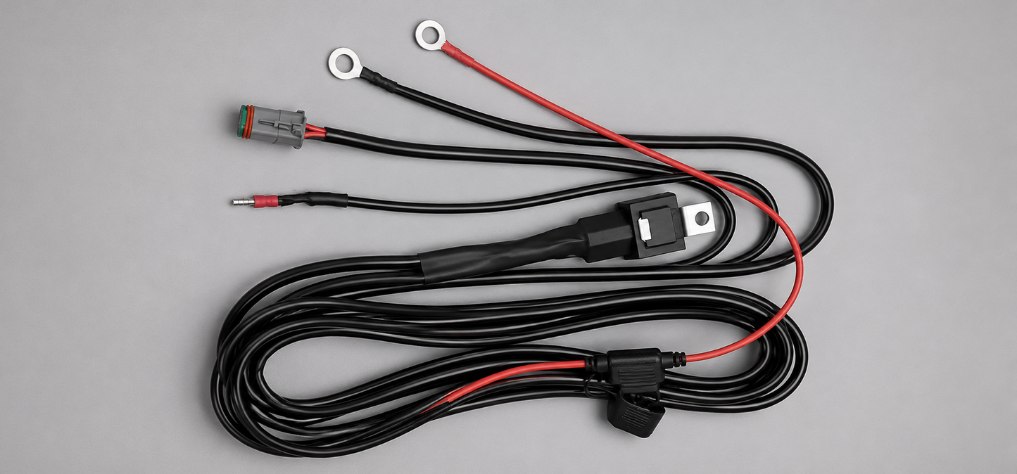 Footwell High-Beam Trigger Wiring Harness with 2-Pin Deutsch DT Plug – Non-AUX Switch Mode
